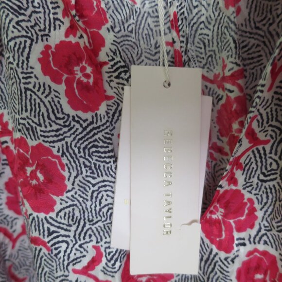 Rebecca Taylor Coral Fleur Long Sleeves Silk Blouse Size 8 - Picture 10 of 10